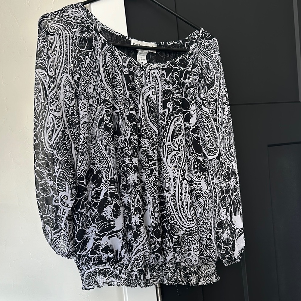Paisley Black and White Women's Top